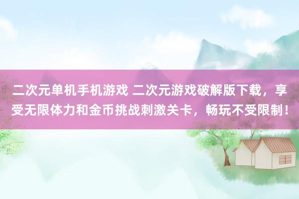 二次元单机手机游戏 二次元游戏破解版下载，享受无限体力和金币挑战刺激关卡，畅玩不受限制！