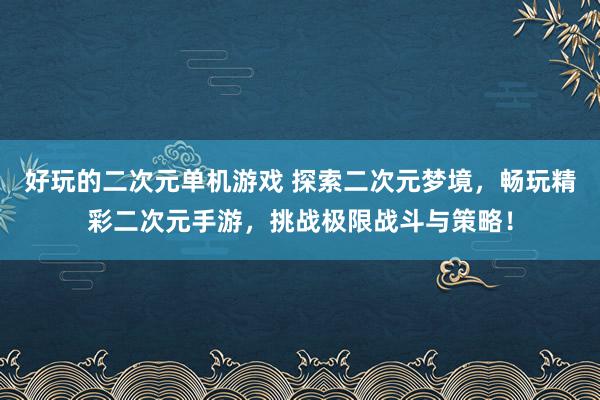 好玩的二次元单机游戏 探索二次元梦境，畅玩精彩二次元手游，挑战极限战斗与策略！