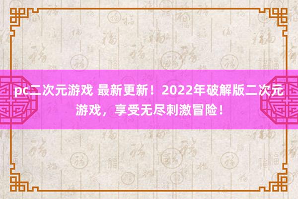pc二次元游戏 最新更新！2022年破解版二次元游戏，享受无尽刺激冒险！