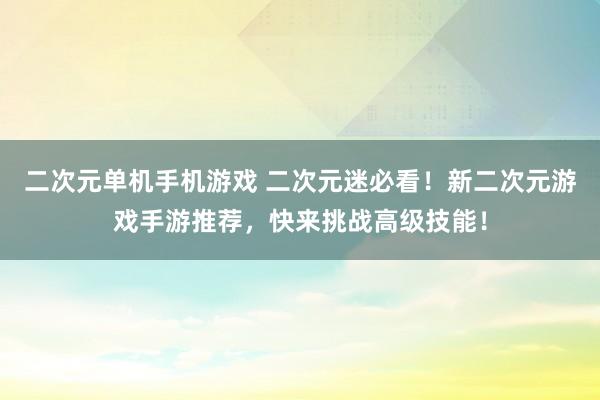 二次元单机手机游戏 二次元迷必看！新二次元游戏手游推荐，快来挑战高级技能！