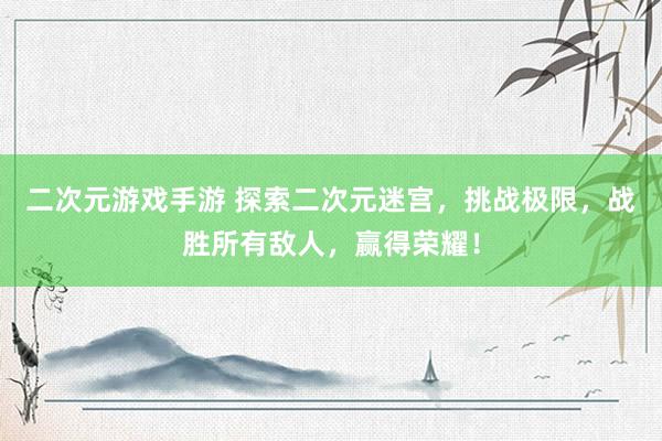 二次元游戏手游 探索二次元迷宫，挑战极限，战胜所有敌人，赢得荣耀！