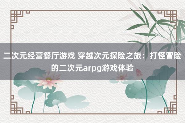 二次元经营餐厅游戏 穿越次元探险之旅：打怪冒险的二次元arpg游戏体验