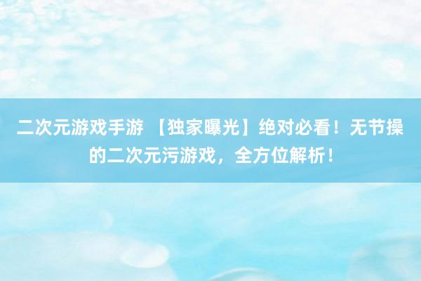 二次元游戏手游 【独家曝光】绝对必看！无节操的二次元污游戏，全方位解析！