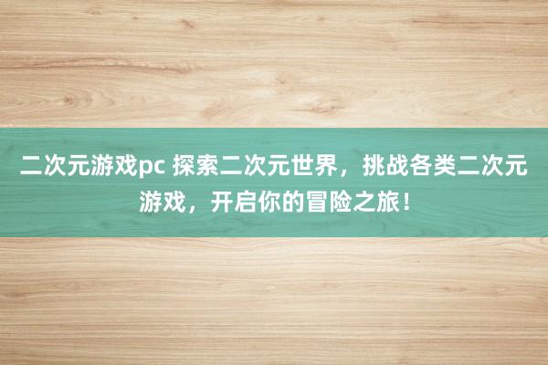 二次元游戏pc 探索二次元世界，挑战各类二次元游戏，开启你的冒险之旅！